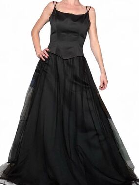 Vintage Black tulle and satin prom dress from brand B2